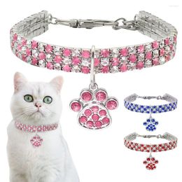 Vêtements de chien 3 rangées Bling strass bijoux colliers pendentif réglable cristal chiot chaton collier collier pour petits chats chiens