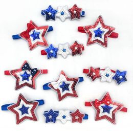 Appareils pour chiens 30/50 PCS 4 juillet Tie à arc Star Style Pet American Independence Day Sequen Bowknot Puppy Holiday Themoch Supplies