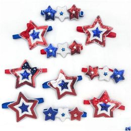 Hondenkleding 30/50 PCS 4e van Jy Bow Tie Star Style Pet American Independence Day Paillin Bowknot Puppy Holiday Grooming Supplies Drop Dvyf