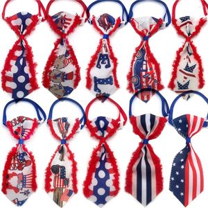 Vêtements pour chiens 30 / 50pcs 4ème de juillet Bow Tie Accessoires pour animaux de compagnie Fournitures de jour de l'indépendance américaine