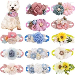 Ropa para perros, 30/50 Uds., accesorios para mascotas, pajaritas de flores, pajarita colorida, corbata para perros, Collar de aseo, pajarita de flores
