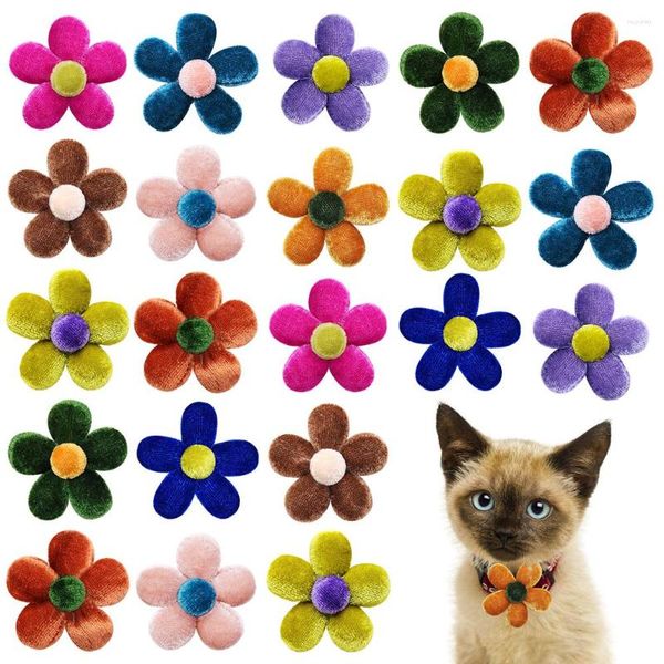 Ropa para perros, 30/60 Uds., venta al por mayor, pajaritas de flores para mascotas, lazos de pajarita para el cuidado de la primavera para gatos, lazos deslizables para productos pequeños