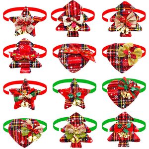 Vêtements de chien 30pcs noeud papillon avec cloche pour Noël petit chat noeuds papillons cravates accessoires de toilettage 230915