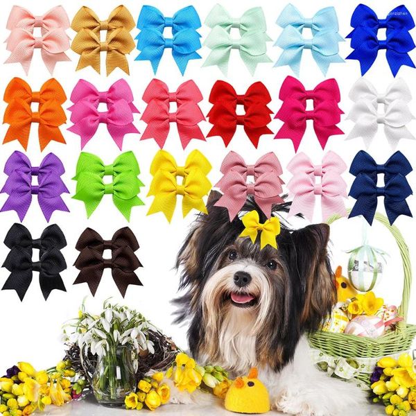 Vêtements de chien 30pcs mignons pinces à cheveux pour animaux de compagnie chiot couleur unie arc épingle à cheveux chat boutique accessoires multicolore