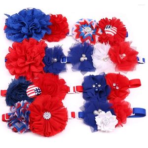 Hond Kleding 30PCS Huisdier Bloem Bowtie Kraag Amerikaanse Onafhankelijkheidsdag Huisdieren Diomand Parel Strikjes Voor Kleine Honden Kat Verzorging accessoires