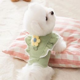 Ropa para perros Flor 3D Denim Azul Chalecos de verano Teddy Chihuahua Pequeño Cachorro Camiseta Sin mangas Suave Unisex Arnés Vestido Ropa para gatos
