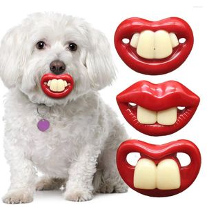 Hondenkleding 3 stcs Creative Funny Pet Pacifier Silicone Buckteeth for Red Lips Cat Nipple Puppies Dental Health Toys