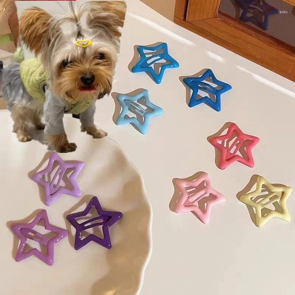 Ropa para perros 3 unids clips para el cabello mini estrellas en forma de cachorro horquilla multicolor artículos para mascotas suministros de decoración accesorios