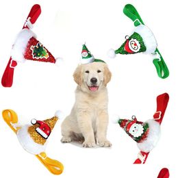 Vêtements de chien 4 couleurs Vêtements de chien Casquette de Noël pour petits chiens de taille moyenne Chats Corde élastique réglable Animaux Chapeaux Party Bandeau Pet Acc Dh0Jh