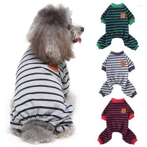 Hondenkleding 4 Legged Pet Pyjamas Puppy Kleding Comfortabele warme katoenen streep Kleine jumpsuit suit kattenblauw roze