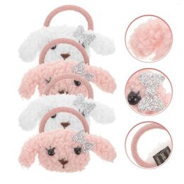 Vêtements de chien 4 pcs liens de cheveux chiens coiffeur animal de compagnie fille arcs talons chiot fête bande de cheveux tissu décorations de salle de bain enfant