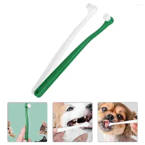 Hondenkleding 4 pc's huisdierhonden katten reiniging handheld kleine kop lange handgreep plastic draagbare tanden