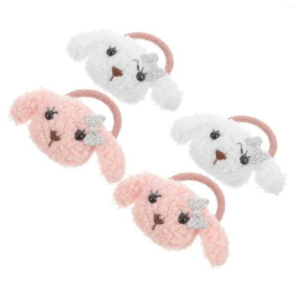 Vêtements de chien 4 pcs Cravate de cheveux d'animaux Cravates de chiot pour chiens Corde Bandes de cheveux Tissu Coiffe de fête Bébé Filles