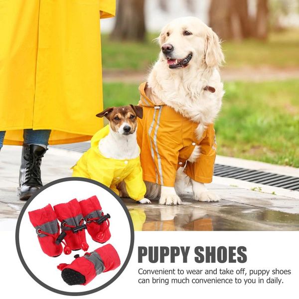 Ropa para perros 4 PCS Zapatos antideslizantes para mascotas Botas prácticas Cachorro Cordón para tela de lluvia al aire libre Protector