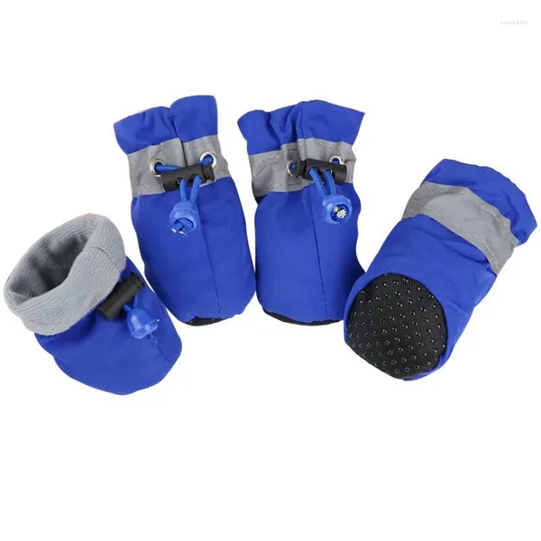 Vêtements de chien 4 pcs chaussures antidérapantes pour animaux de compagnie bottes épaisses chaudes d'hiver imperméables et résistantes à la saleté