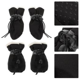 Vêtements de chien 4 pièces couvre-chaussures pour animaux de compagnie chaussures chaussures de neige bottes antidérapantes petits protecteurs velours chaussures d'extérieur chiot