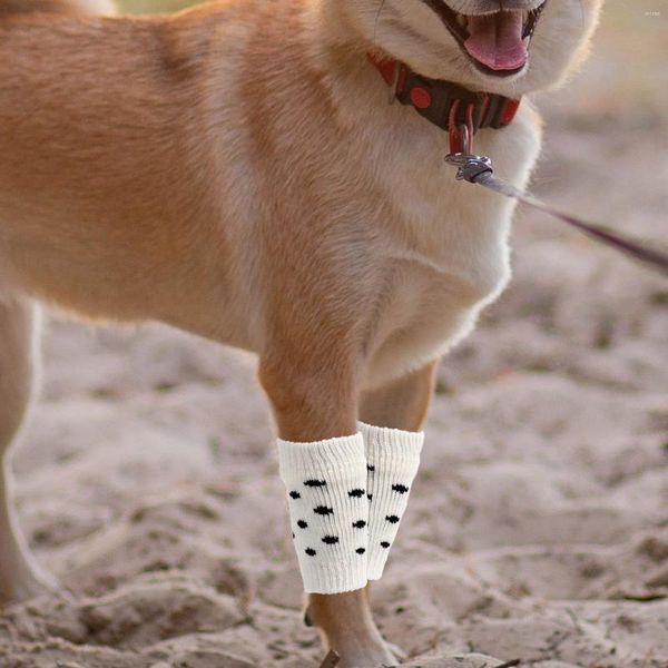 Vêtements pour chiens 4 pièces chaussettes pour animaux de compagnie genouillères plus chaudes pour jambe coudière couverture leggings protecteurs coton jarret couvre manches