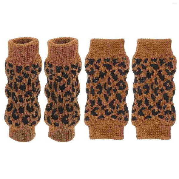 Ropa para perros 4 PCS Calcetines para mascotas Medias de relleno Medias de cachorro Pierna Proteger Estampado de leopardo