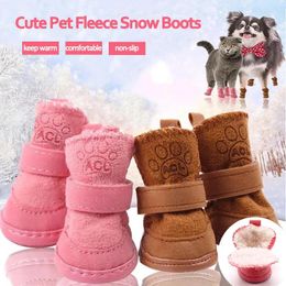 Hondenkleding 4 stuks/set schattige laarzen voor buitendoor sneeuwwandeling anti slip puppy comfortabele huisdieren winter warme schoenen