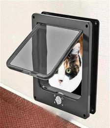 Ropa para perros 4 vías con cerradura Gato Gatito Puerta Seguridad Flap ABS Plástico SML Animal Pequeño Pet Gate Supplies290U256E1076233