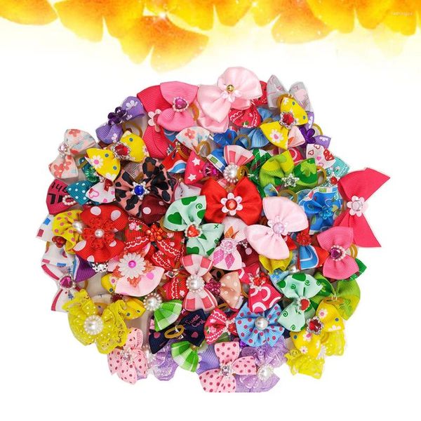 Vêtements pour chiens 40 pcs Animaux Bandes de cheveux Cravates Noël Sto Topknot Barrettes Bows Hairpin Élastique