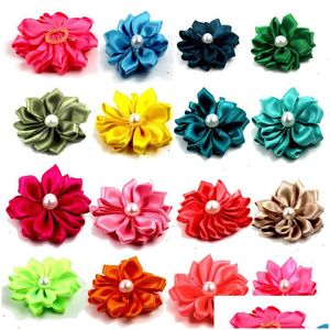 Ropa para perros 4Cm Banda para el cabello hecha a mano para mascotas Flor Perla Decoración Cachorro Clip Tocado Accesorios para la cabeza Entrega de la gota Suministros para el jardín en el hogar Dhdrg