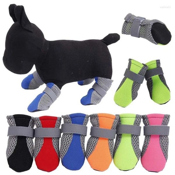 Ropa para perros 4pcs zapato antiskid antiskid transpirable calzado con cierre de cinta