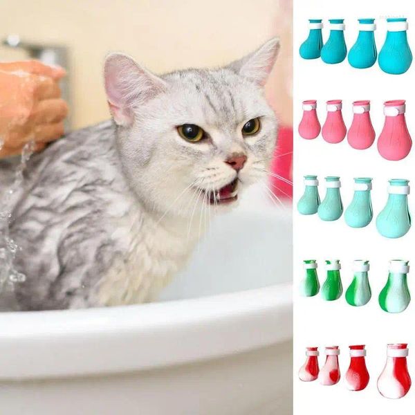 Vêtements de chien 4pcs couvre-pieds de chat couvre-bottes en silicone protecteur pour animaux de compagnie bain lavage griffe couverture anti-rayures chaussures chaussons fournitures