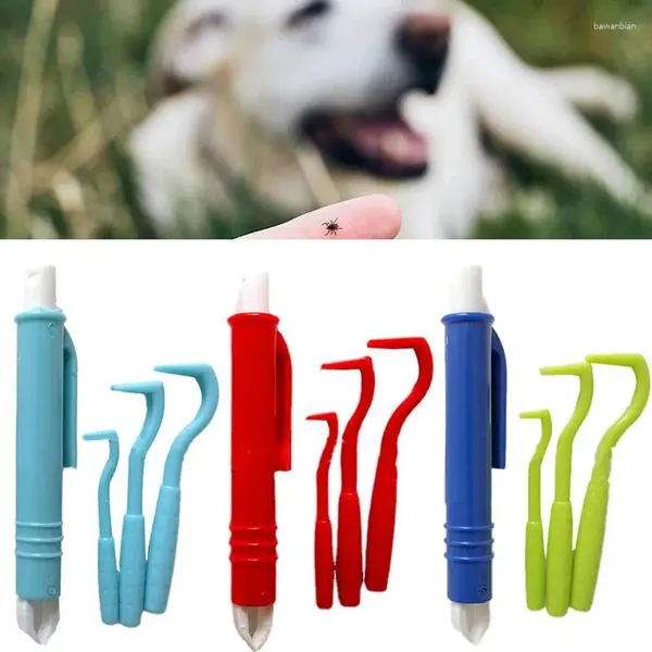 Appareils pour chiens 4pcs Remover Remover Hook Tick Twezer Set Cat Accessoires Réutilisables Extracteur de poux pour animaux de compagnie pour les fournitures