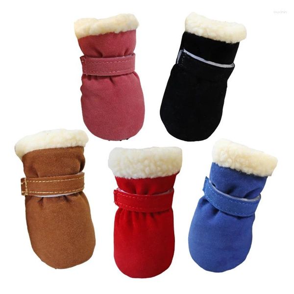 Vêtements de chien 4pcs / lot bottes de neige en peluche pour animaux de compagnie hiver épaissir chaud chaussures imperméables antidérapantes pour accessoires de plein air de chiot chihuahua