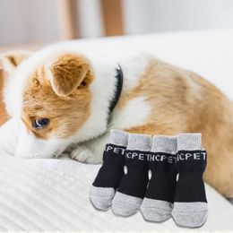 Hondenkleding 4 stks/lot puppy Cat Knited Socks Shoes Mooi Warm Anti-Slip Leuke Cartoon Print Cats Dogs Boots Winter Footwear