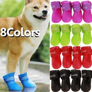 Hondenkleding 4 stks/partij s/m/l Pet Rain Shoes voor honden laarsjes rubber draagbare anti slip waterdichte kat 8 kleuren