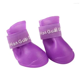 Ropa para perros 4 unids / lote S / M / L / XL Zapatos de lluvia para mascotas para perros botines de goma portátiles antideslizantes botas impermeables para gatos