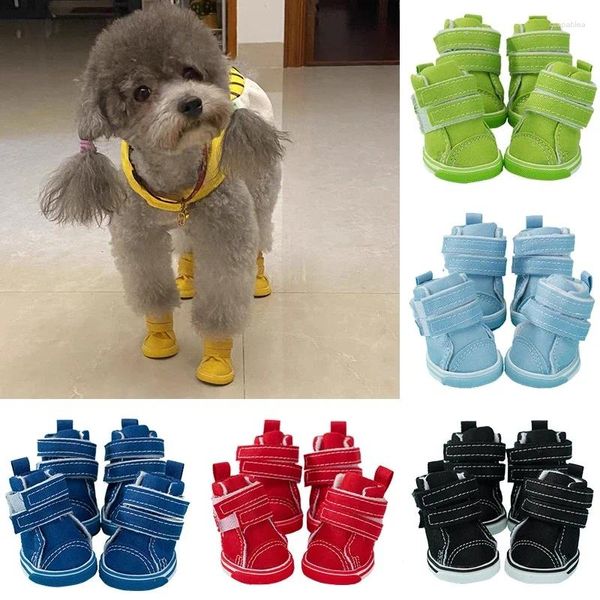 Ropa para perros 4 unids zapatos antideslizantes al aire libre mascota lienzo casual para teddy pequeños perros medianos cachorro tienda tudo para caes