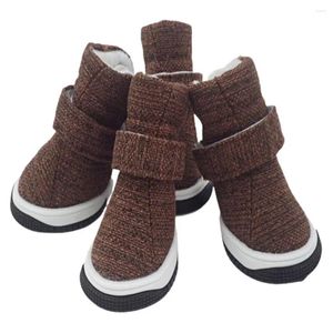 Hondenkleding 4 stks huisdierschoenen anti-slip honden sneakers voor kleine warme lederen puppy sneeuwschoenen