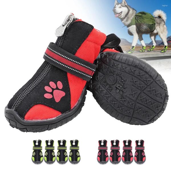 Ropa para perros 4 unids Zapatos para mascotas Perros calientes Reflectantes Lluvia Botas de nieve Zapato antideslizante para pequeños grandes otoño frío invierno