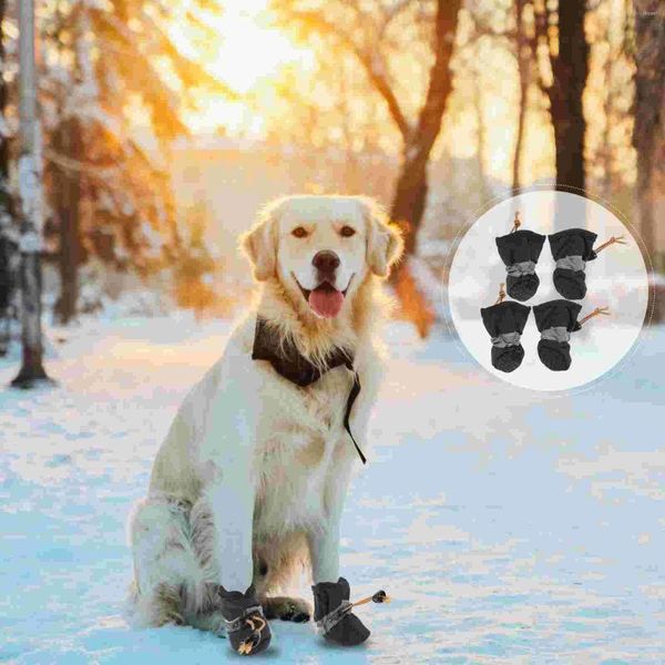 Vêtements de chien 4pcs chaussures pour animaux de compagnie imperméable anti-dérapant pluie pour l'extérieur