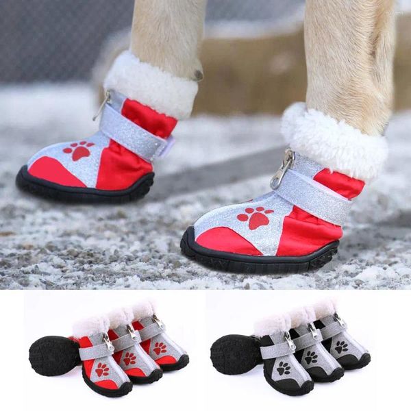 Appareils pour chiens 4pcs chaussures de compagnie Bottes réfléchissantes étanches