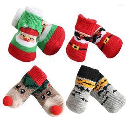 Vêtements pour chiens 4 pièces chaussettes pour animaux de compagnie père noël chat petite taille moyenne automne hiver chaud élastique chaussures accessoires chaussures couvre articles