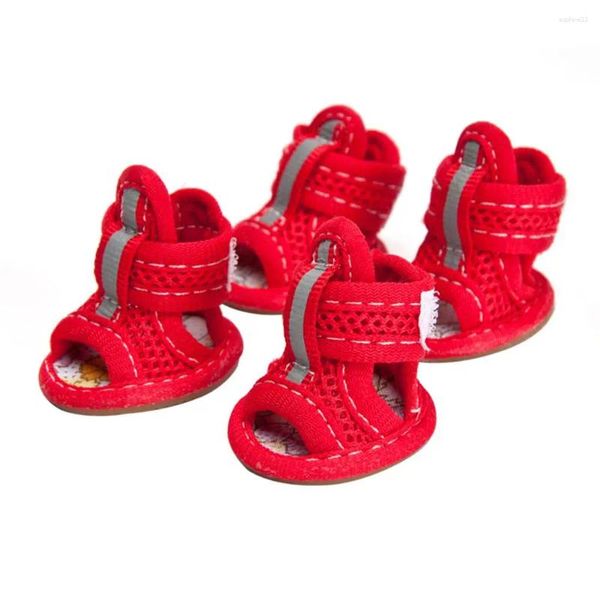 Ropa para perros 4pcs zapatos de malla prácticos zapatillas de algodón sandalias de mascotas protectoras resistentes