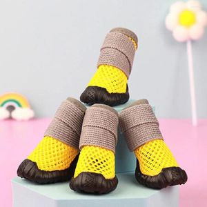 Ropa para perros 4 unids bonitos botines zapatos de red transpirable protector de pie verano cachorro teddy