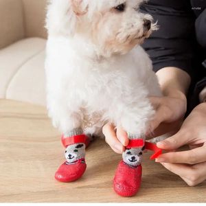 Appareils pour chiens 4pcs Puppy Chaussettes de chat imperméables Chaussures de chat anti-écrasse