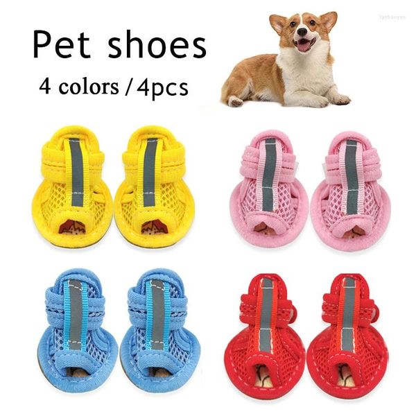 Vêtements pour chiens 4pcs en caoutchouc en caoutchouc coton coton respirant des chaussures pour animaux de compagnie anti-skid sandales pour petits chiens
