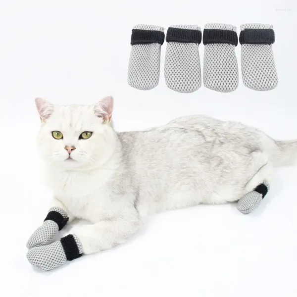 Vêtements de chien 4pcs / Set Anti Scratch Pet Claw Cap Cat Recovery Pieds Protecteur Résistant à l'usure Chaussures réglables Couvre pour chiots chiens