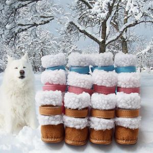 Hondenkleding 4 stks/set schattige laarzen buiten sneeuwwandelen niet-slip puppy sneakers levert chihuahua teddy winter warme schoenen