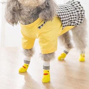 Hondenkleding 4 stks/set schattige huisdier sokken afdrukken anti-slip puppy schoenen beschermer Products voor kleine rassen all-weer anti onverharde schoenenomslag