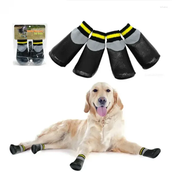 Ropa para perros 4 unids/set calcetines impermeables al aire libre ropa de lluvia antideslizante antideslizante zapatos elásticos de algodón con cinturón fijo para todas las razas