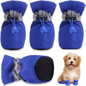 Vêtements pour chiens 4pcs / set chaussures pour animaux de compagnie imperméables chiens chauds bottes de neige antidérapantes pour petits chats Chihuahua Yorkie chaussons de chiot