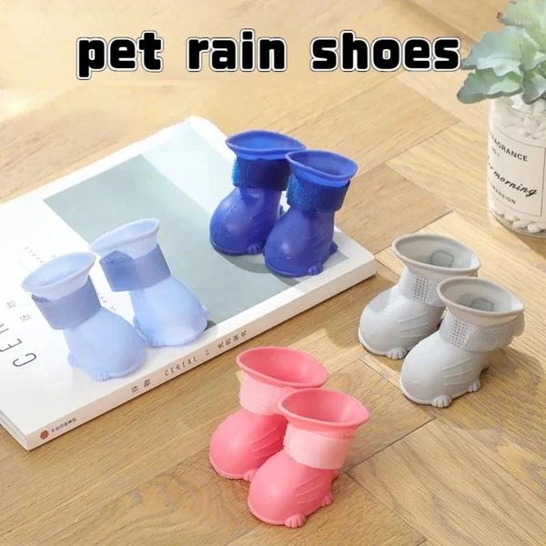 Appareils pour chiens 4pcs / Set Pet Imperproof Rain Chaussures Cat Anti-Slip Rubber Nail Boot Dogs CATS COUVERT