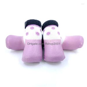 Hondenkleding 4 stks/set Regen Snowboots Rubber Katoenen Sokken Schoenen voor huisdieren Warme waterdichte antislipschoenen Voor puppy Kleine katten Honden Drop Dhtdk